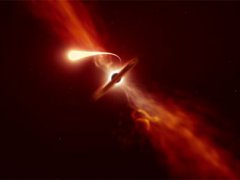 黑洞撕裂恒星瞬间 恒星被黑洞引力拉长成条 黑洞是怎么被观测到的