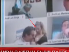 阿根廷议员开会时吻妻子胸部 议员直播和妻子亲热画面