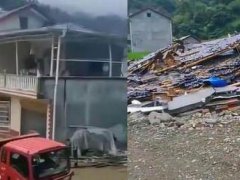 湖北村民50万建的新房被洪水冲倒 50万建的新房被冲倒